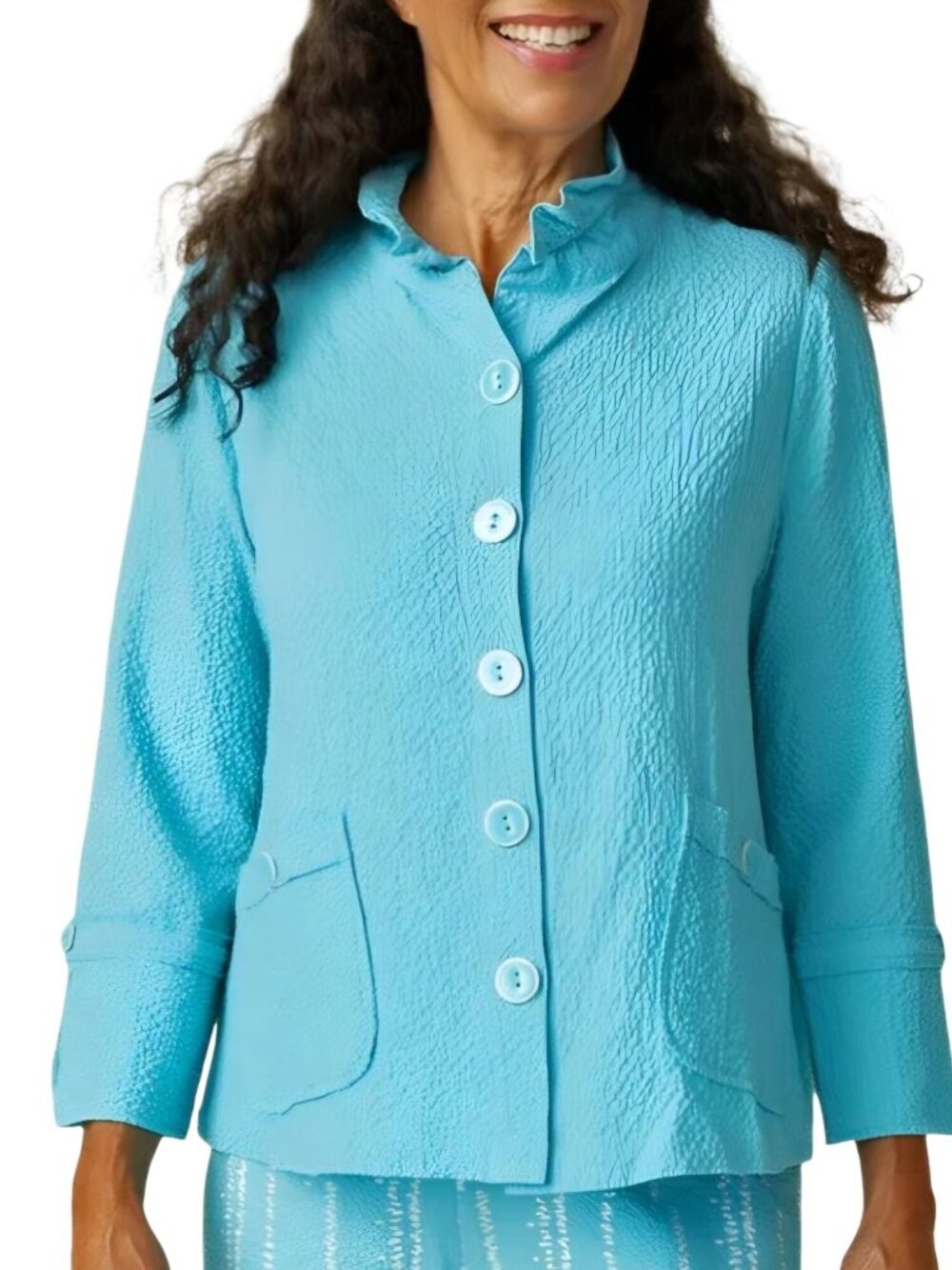 Habitat Clothes To Live In NWT Crinkle Crepe Ruche Collar Setting Jacket Size XL